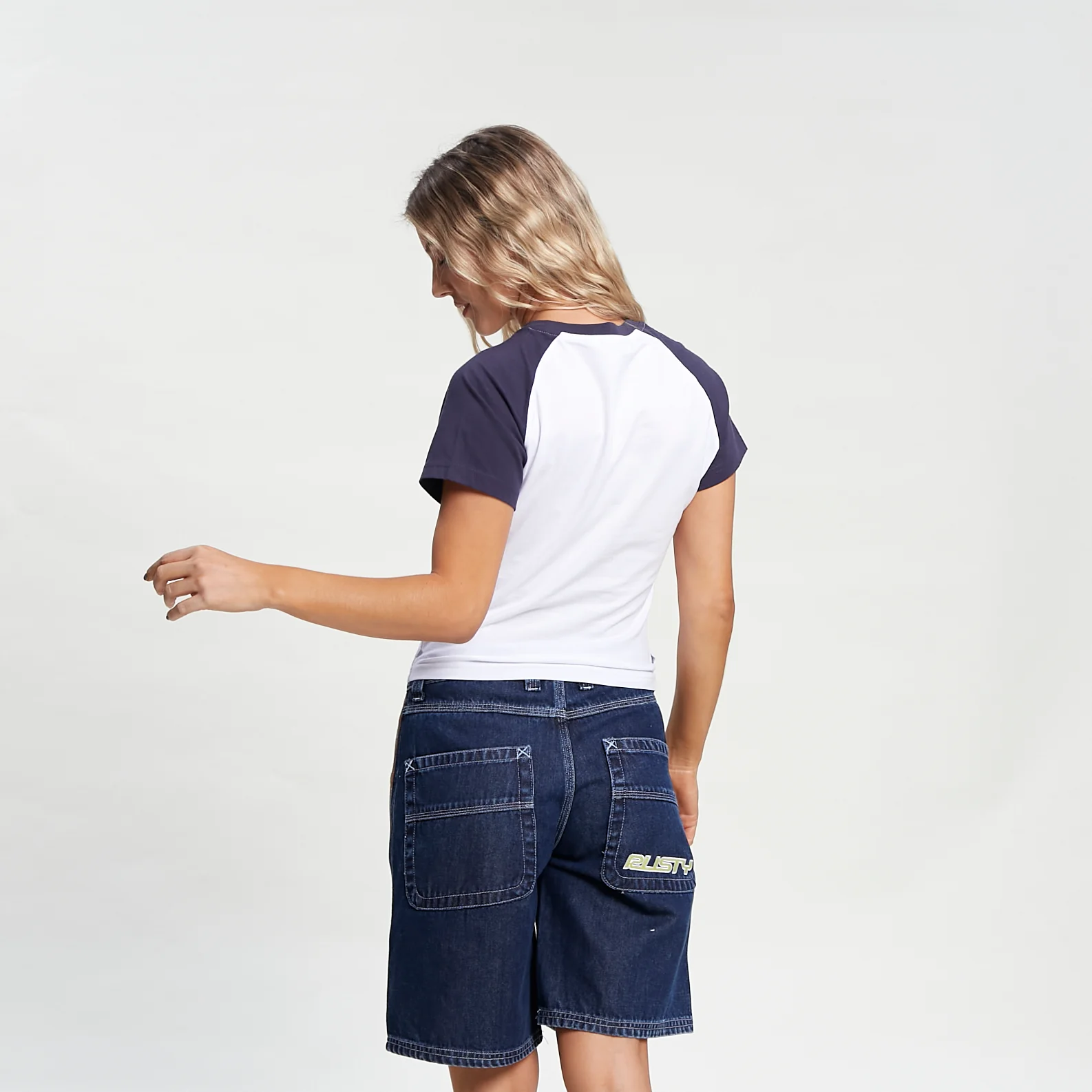 Bermuda Rusty Flip Mommy Low Rise Long Denim Short Ld Deep Blue - Image 5