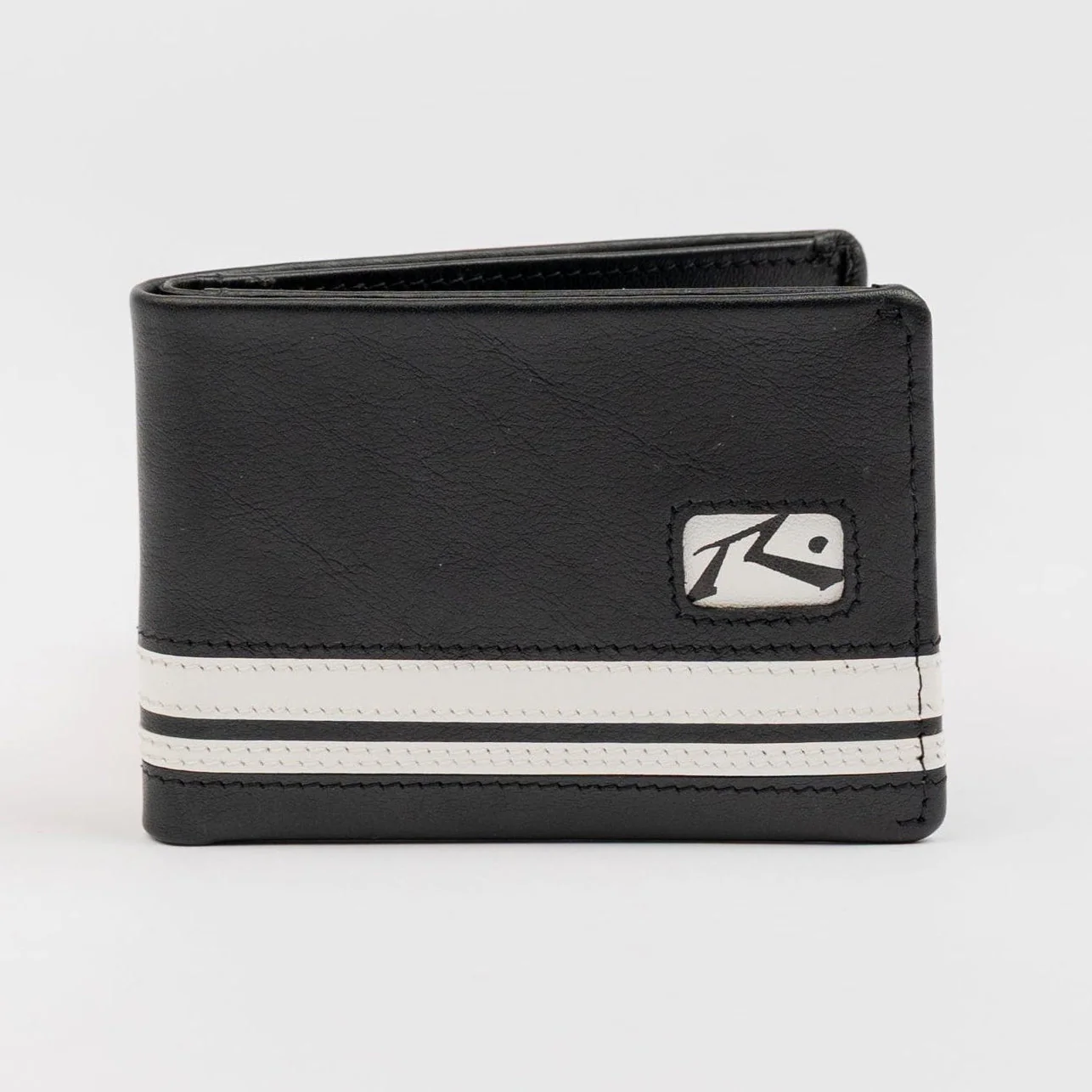 Billetera White Lines Leather Wallet Black