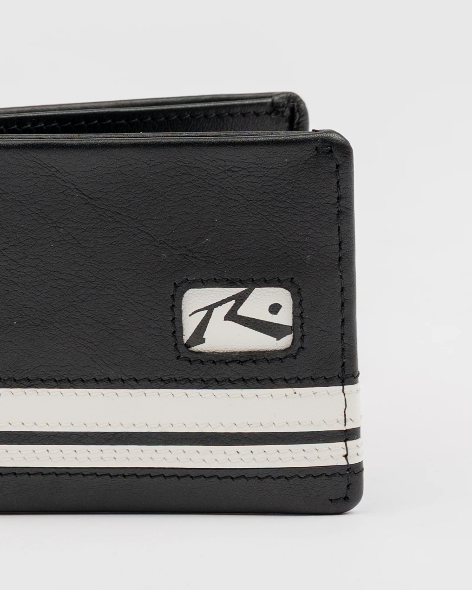 Billetera White Lines Leather Wallet Black - Image 2