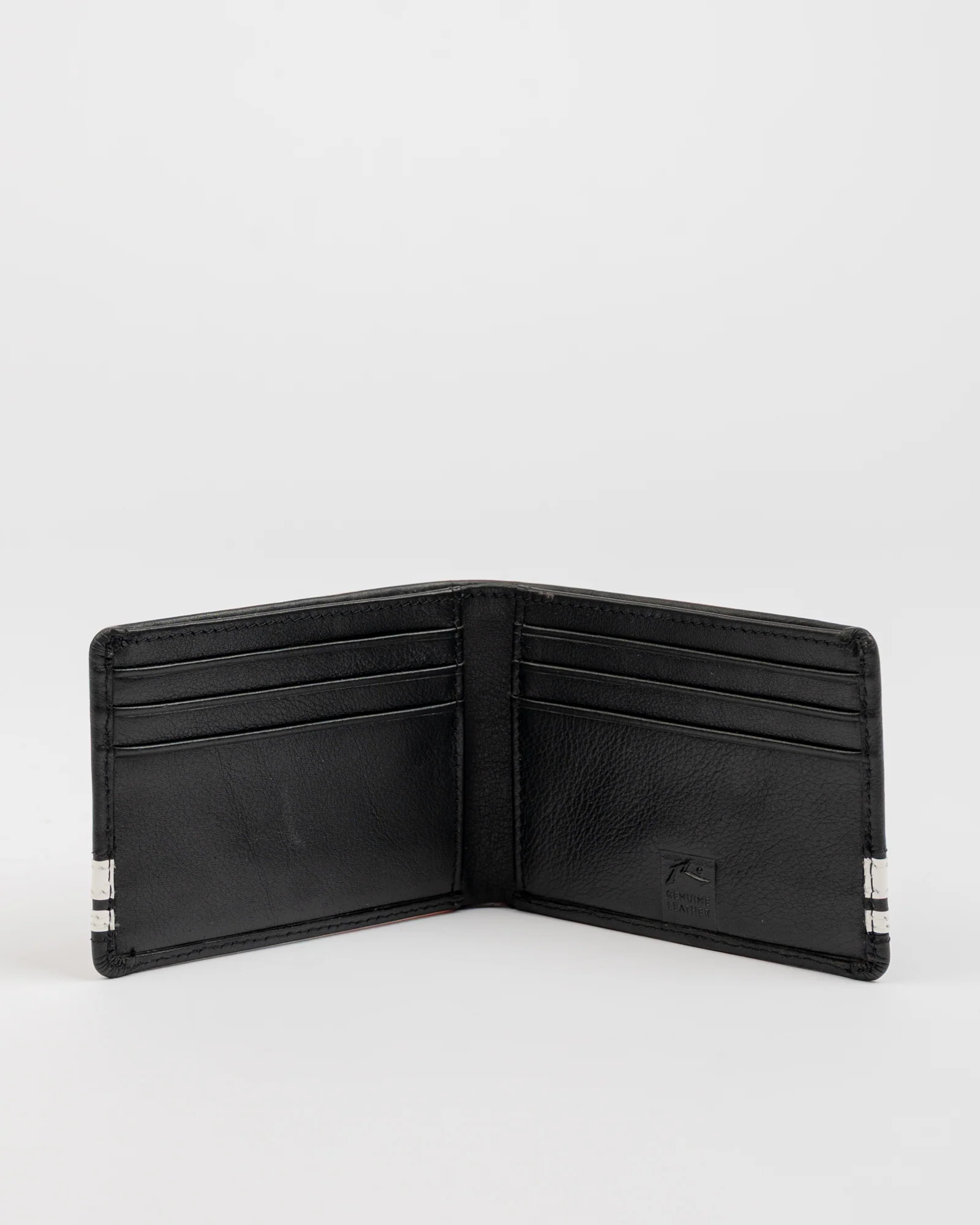 Billetera White Lines Leather Wallet Black - Image 3