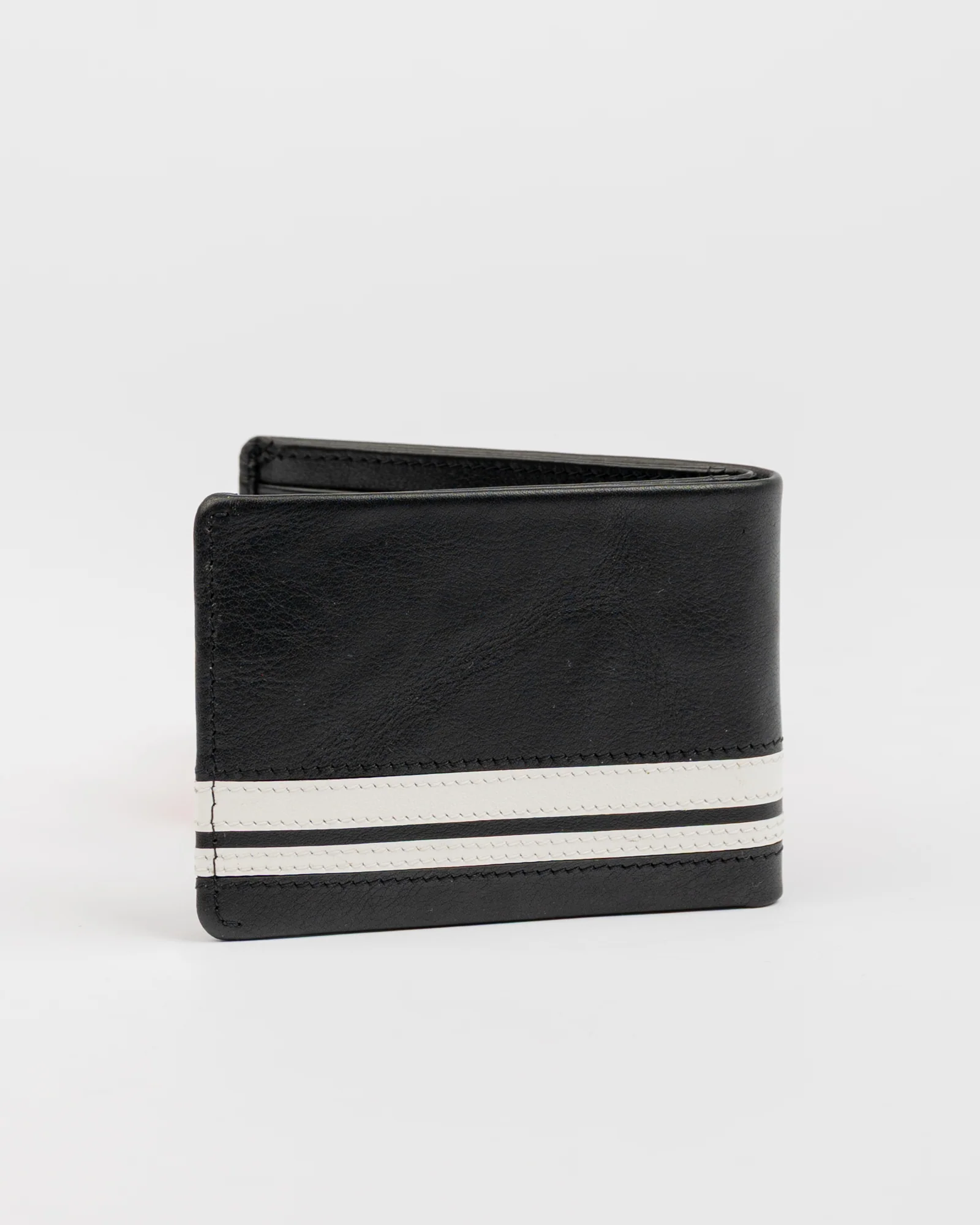 Billetera White Lines Leather Wallet Black - Image 4