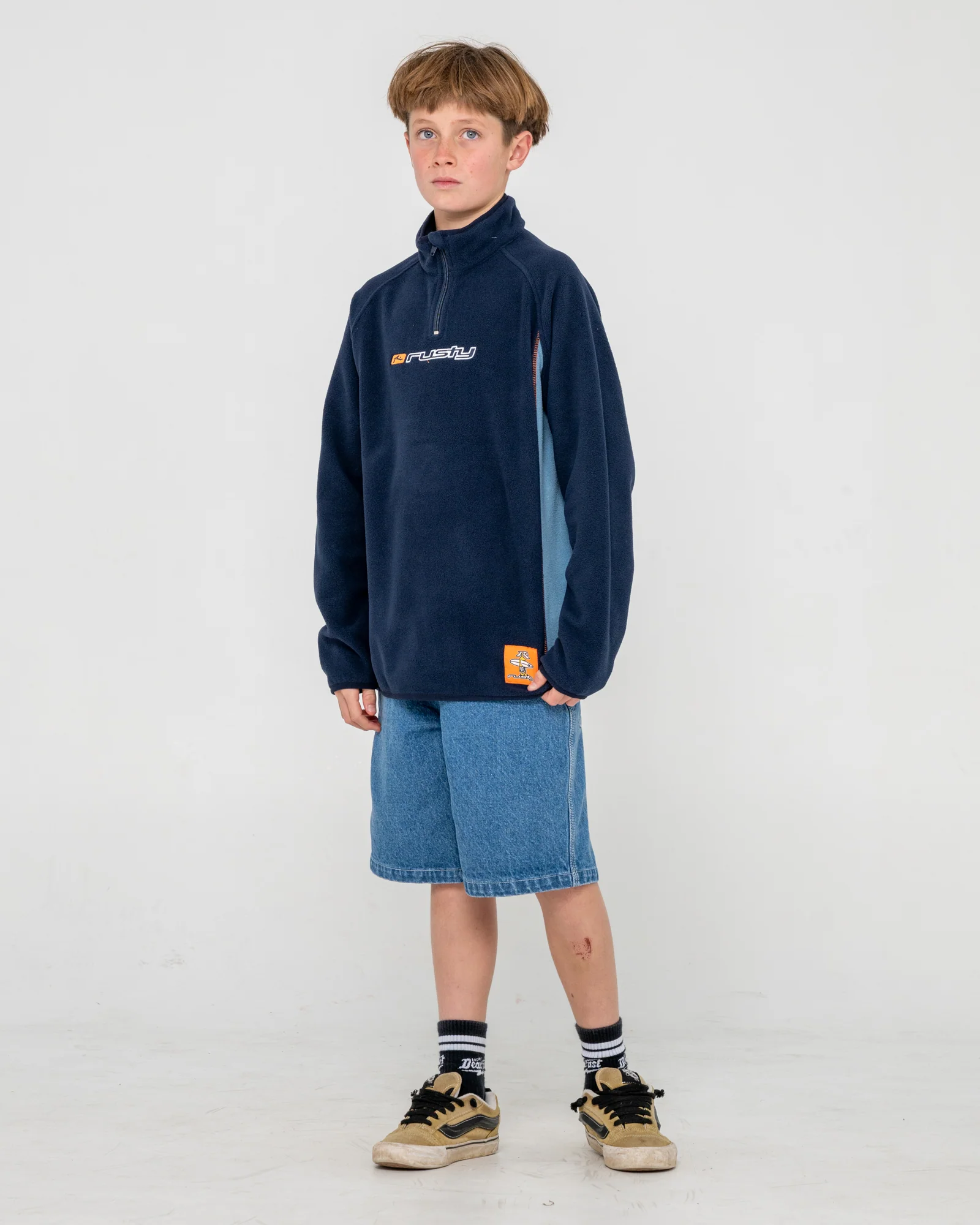 Buzo Blizzard Quarter Zip Polar Fleece Junior Navy Blue - Image 3