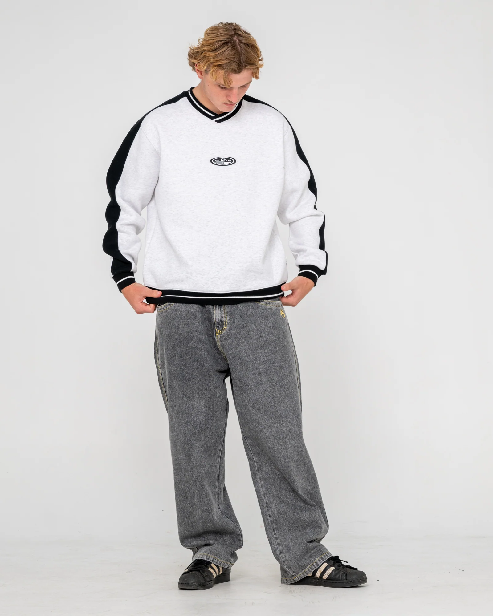 Buzo Vengeance V Neck Fleece Ecru Marle - Image 3