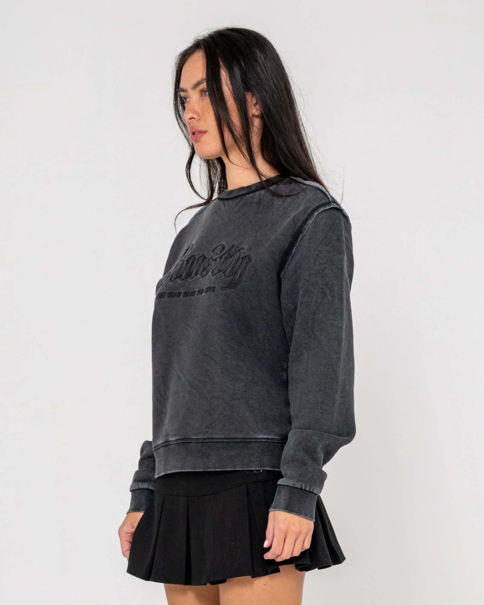 Buzo Roxanne Oversized Neck Washed Black - Image 3