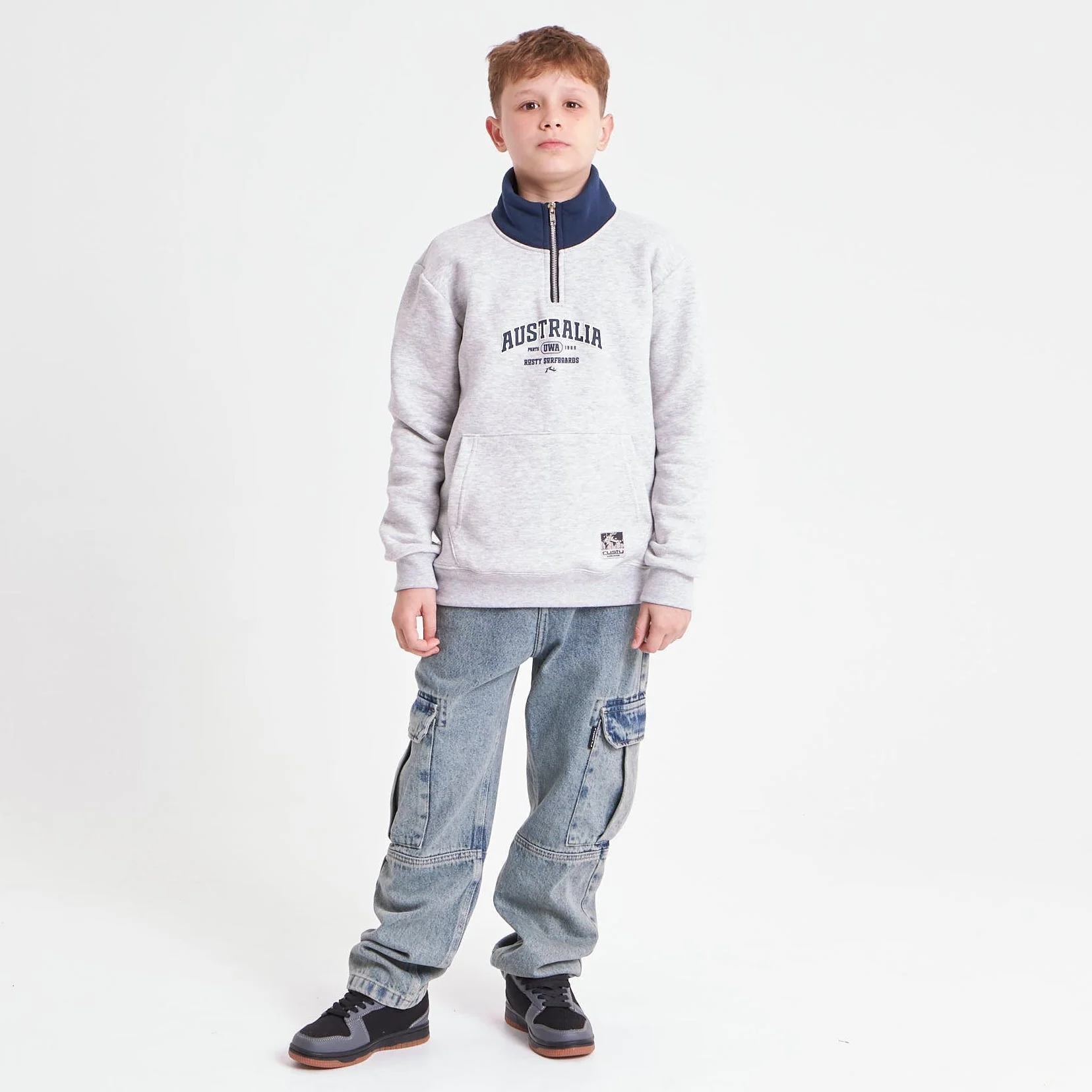Buzo Australian 1/4 Zip Junior White Marle - Image 5