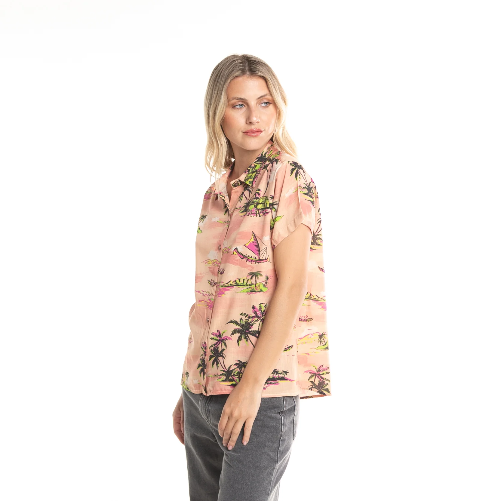Camisa Mc Balnear Ld Mellow Peach - Image 3