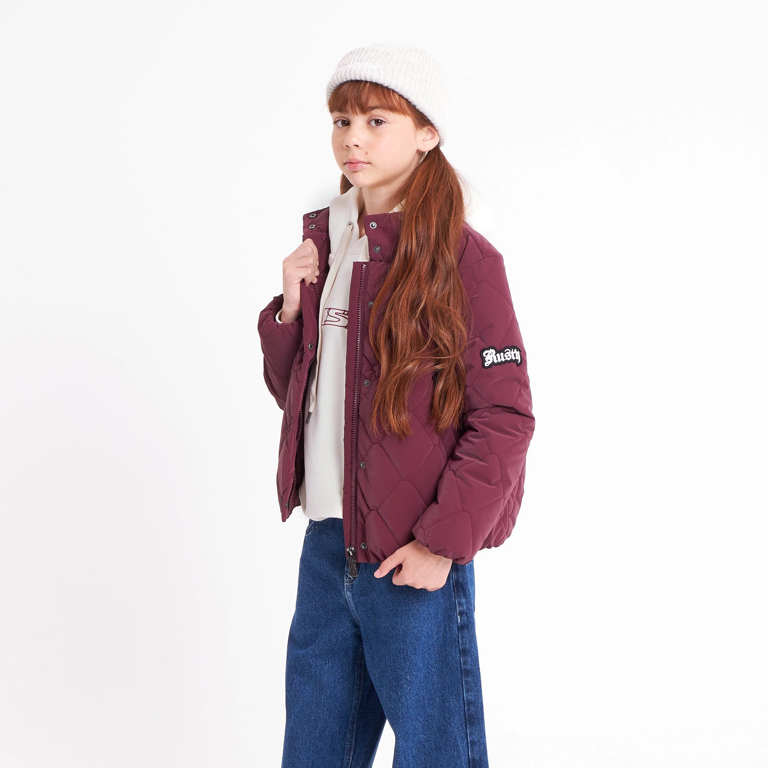 Campera Abrigo Ange Coat Girls Burgundy - Image 3
