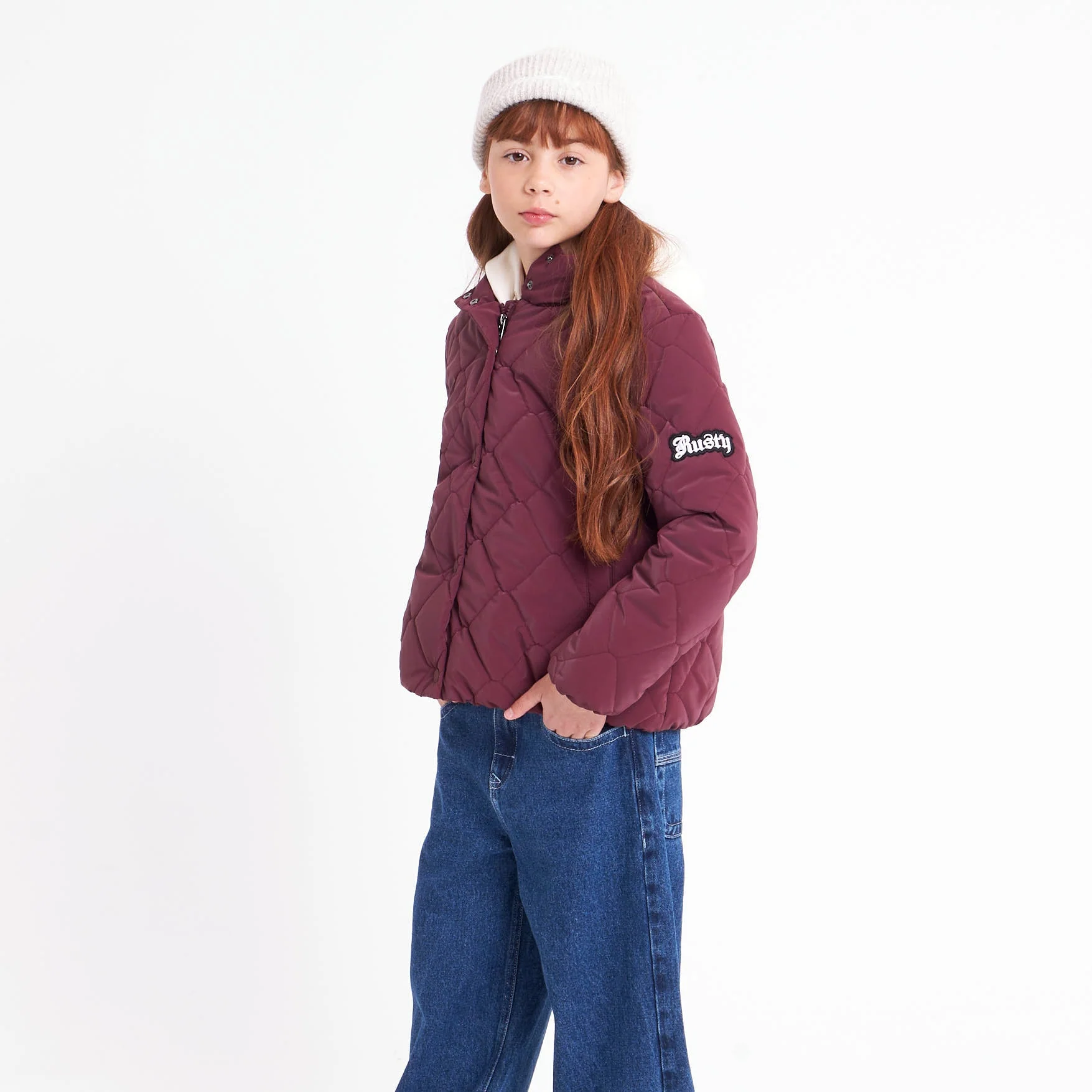 Campera Abrigo Ange Coat Girls Burgundy - Image 4