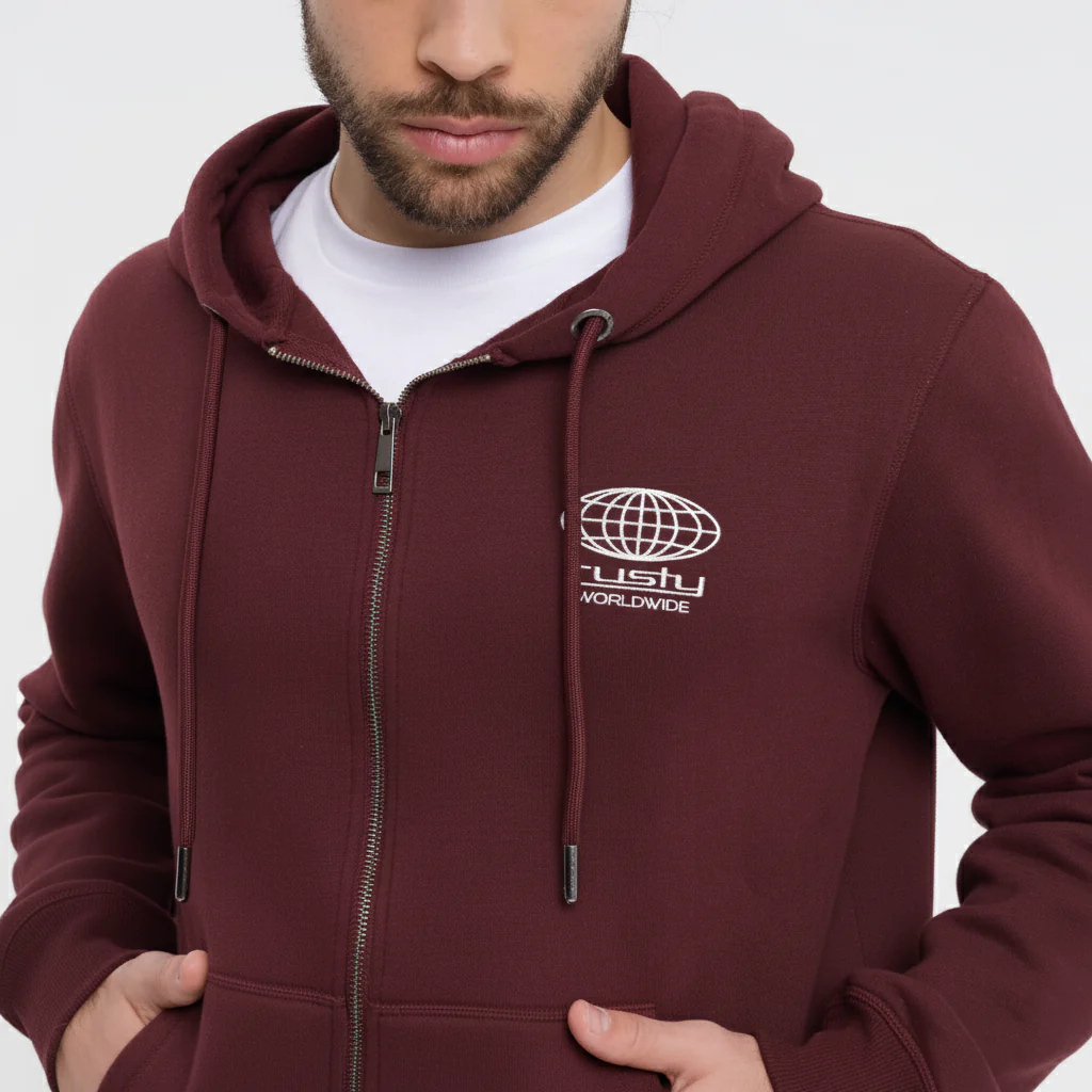 Campera Canguro One Logo Zip Brown Espresso - Image 3