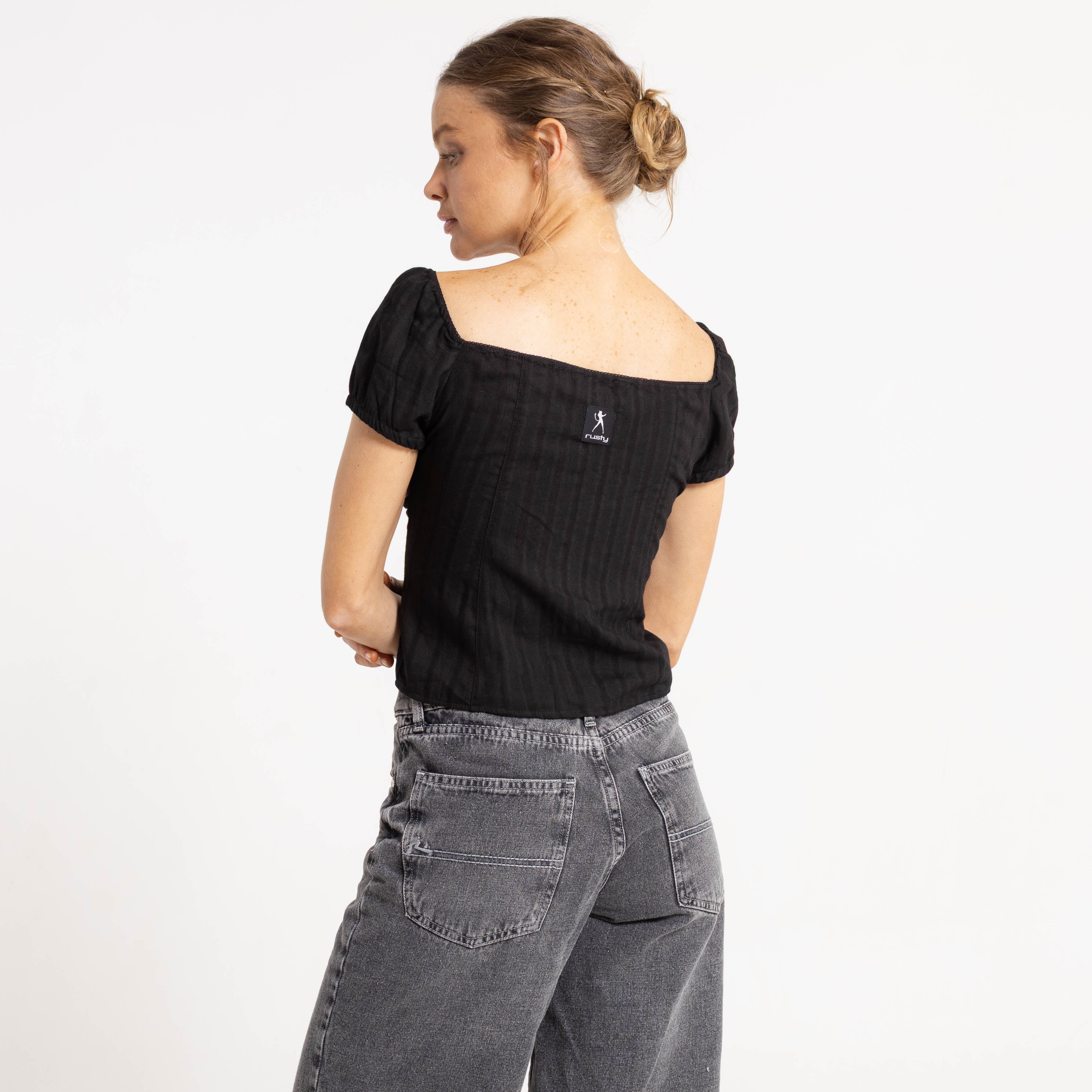 Fashion Top Sandy Button Up Black - Image 4