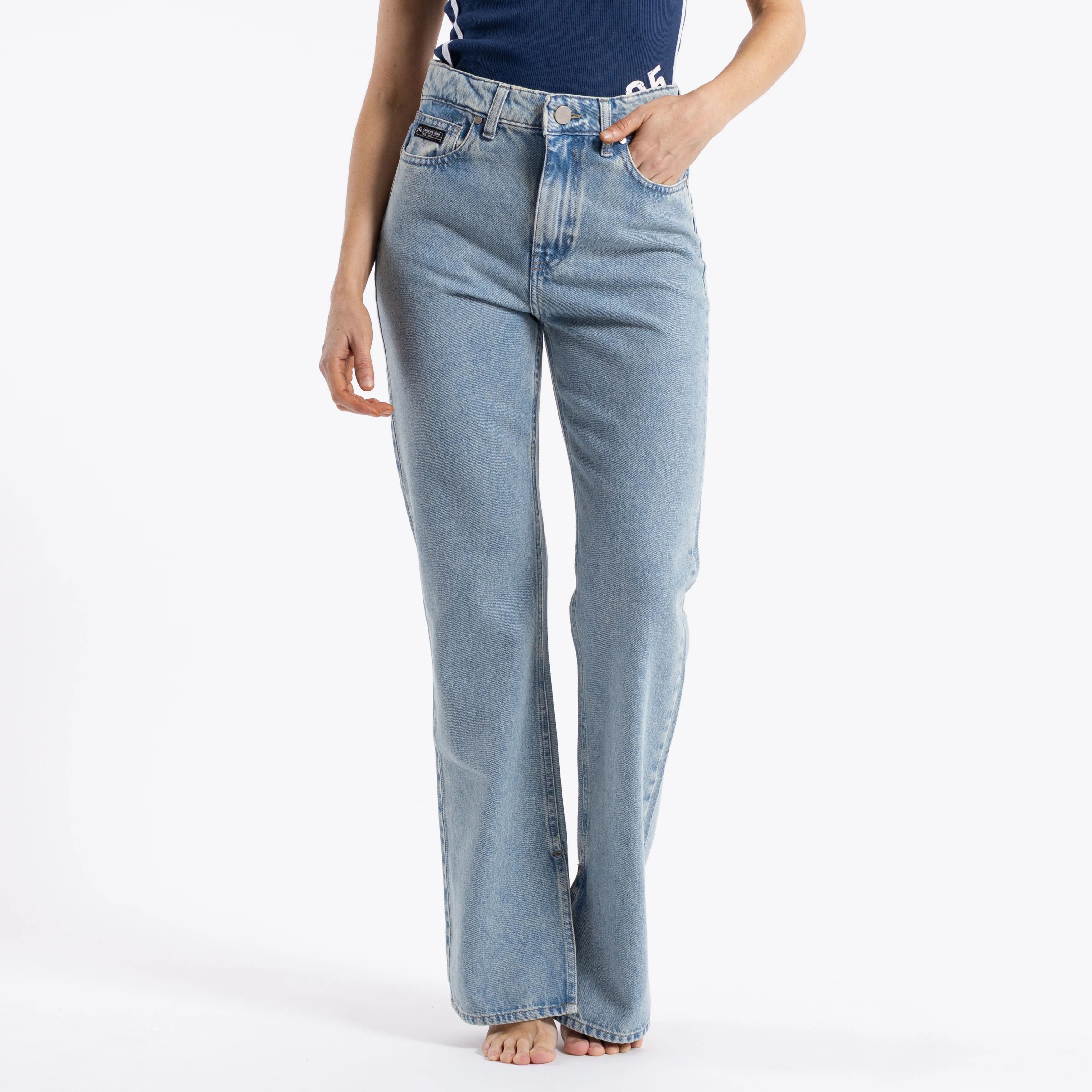 Jean Betty Hi Rise Baggy Middy Blue