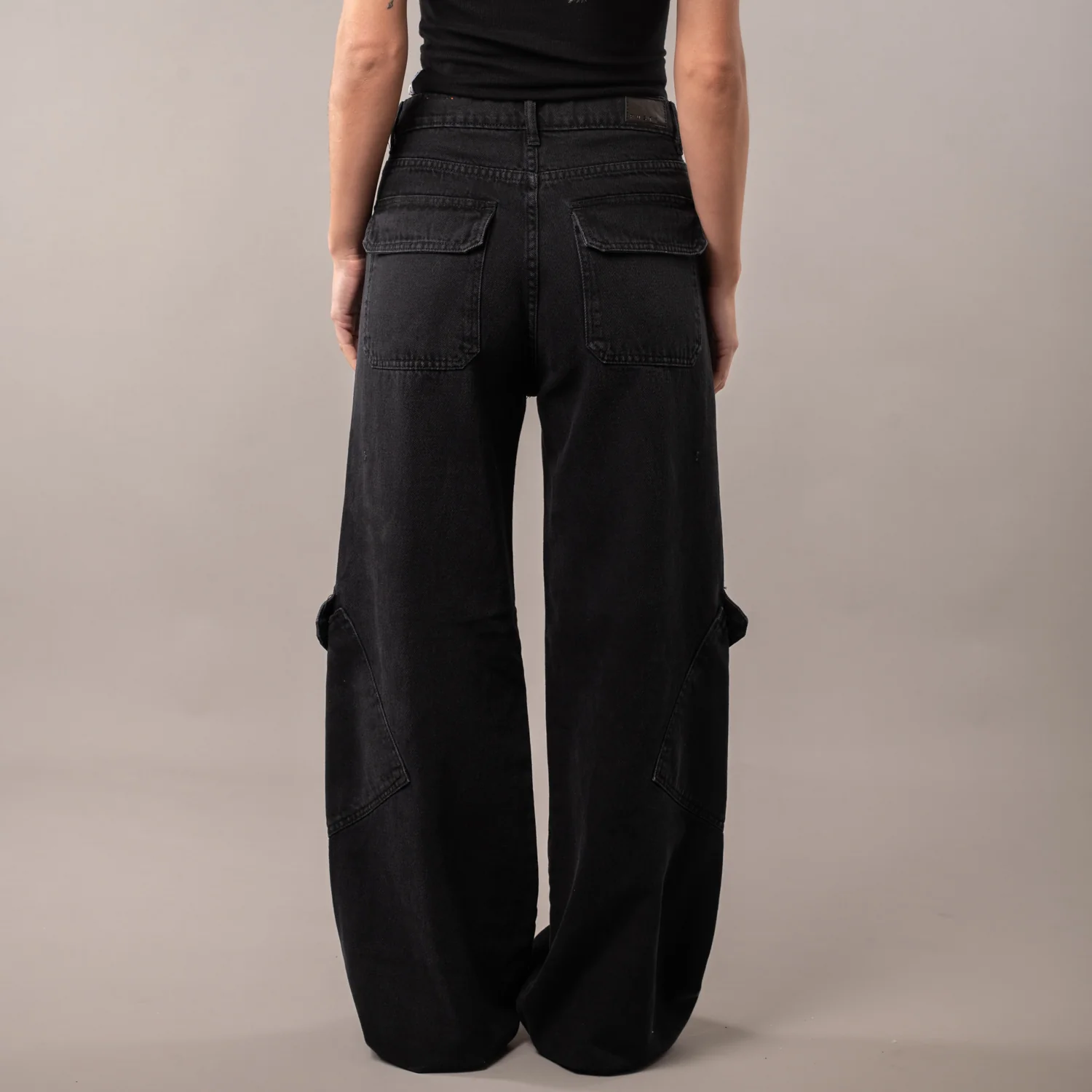 Jean Dark Wide Leg Cargo Washed Black - Image 3