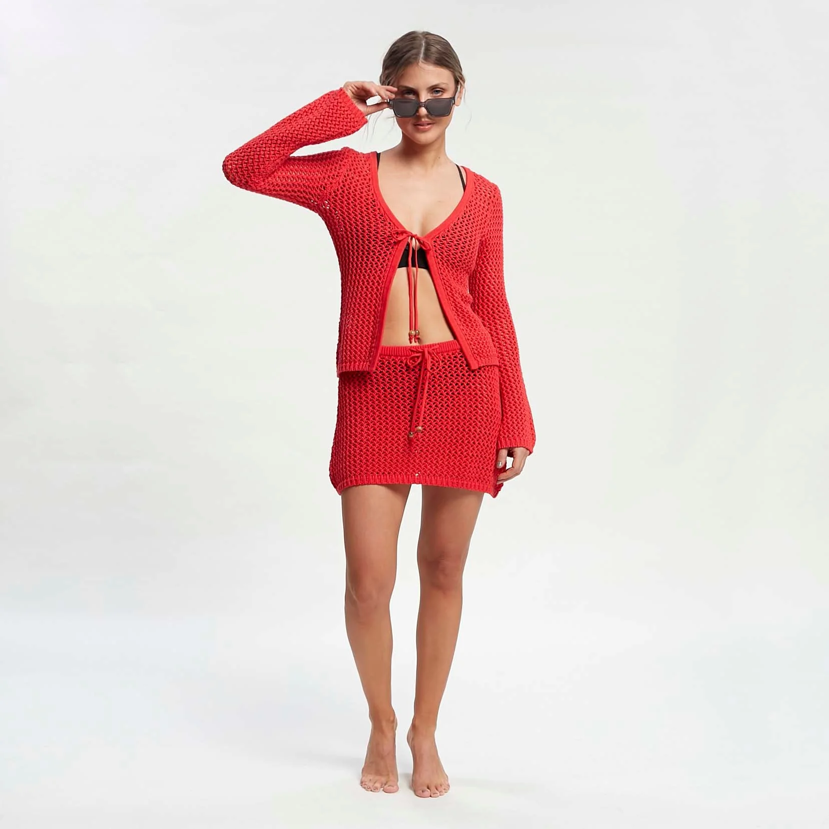 Pollera Amalfi Knit Skirt Fiesta Red - Image 8