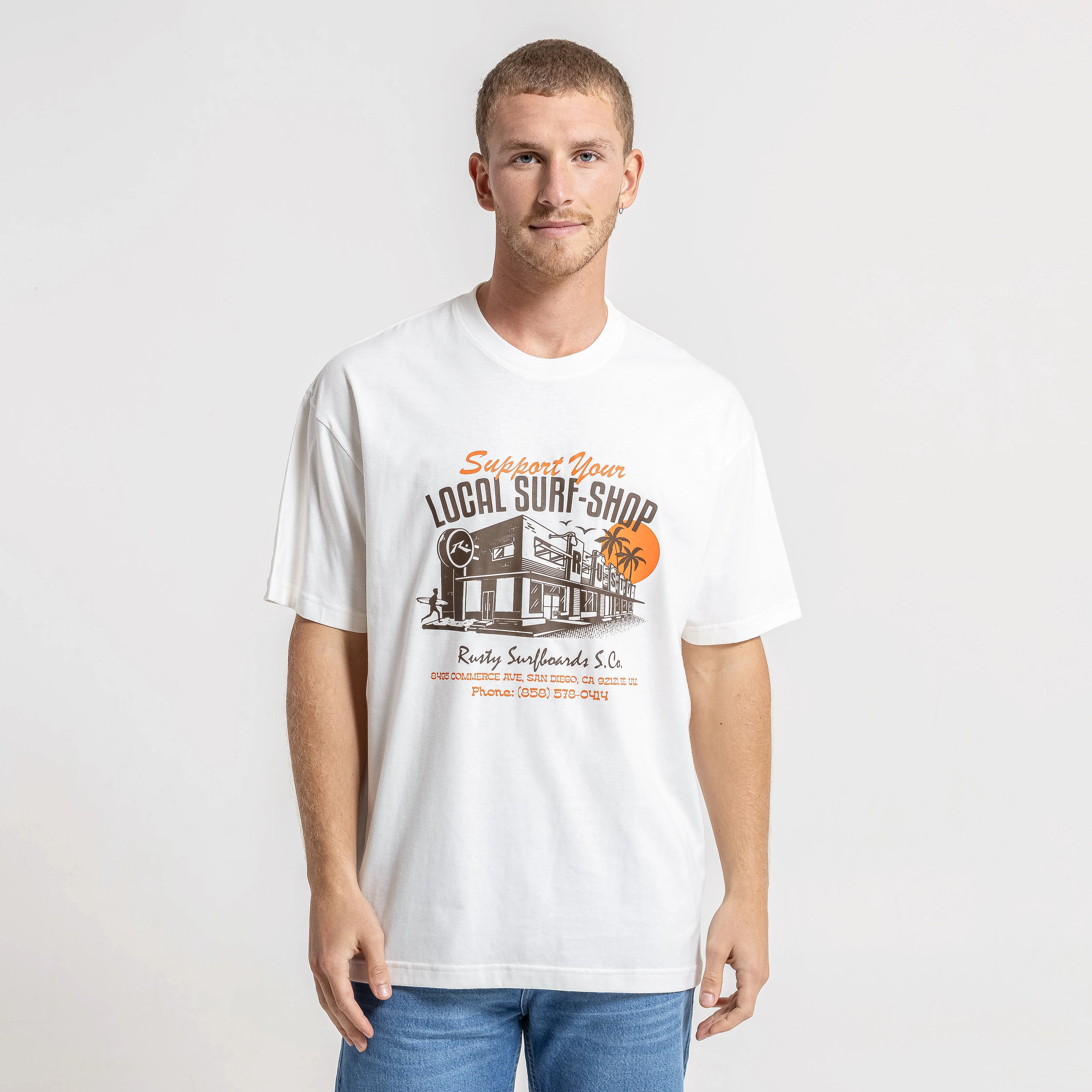 Remera Support Your Local Ecru