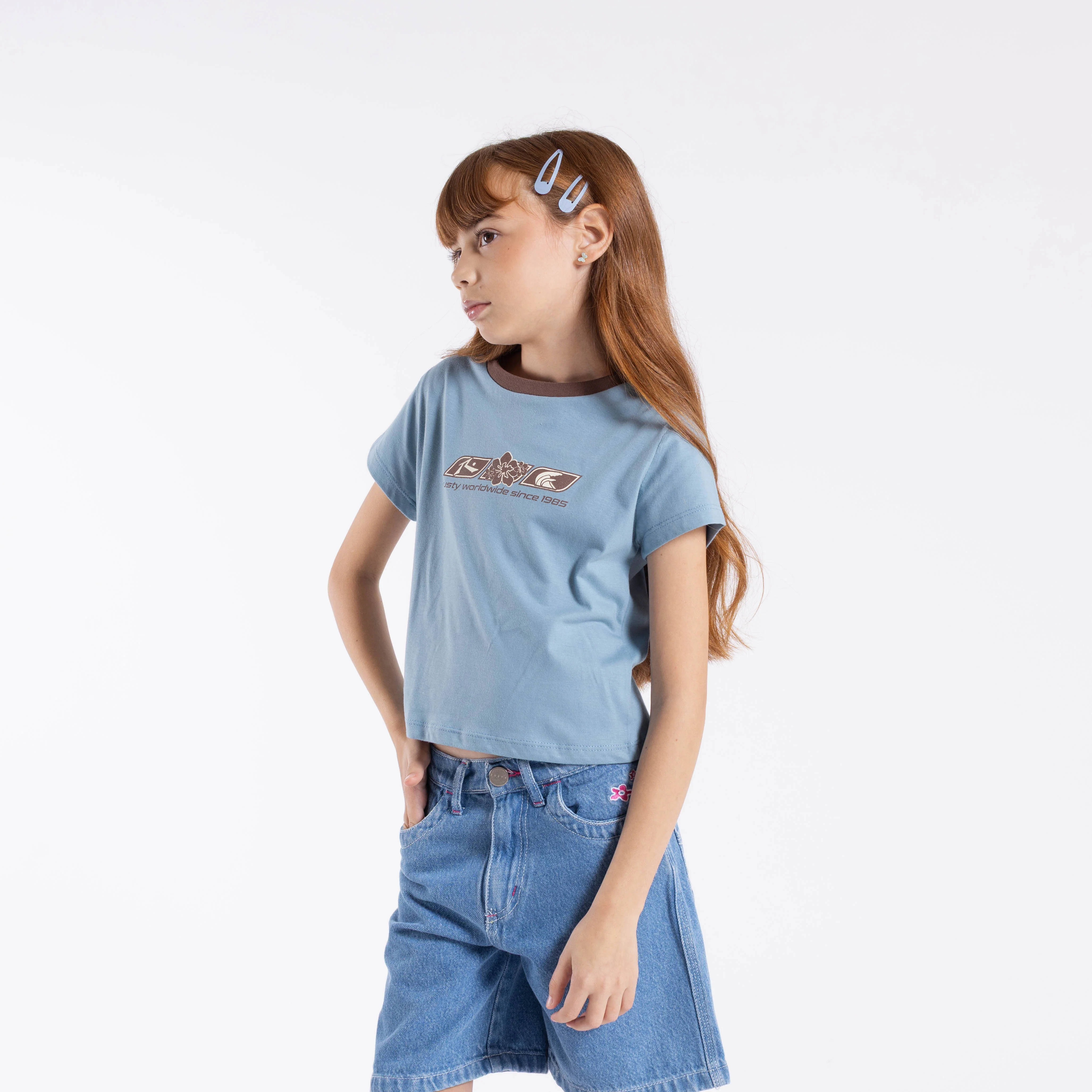 Remera Snapper Contrast Ringer Girls Kentucky Blue - Image 3