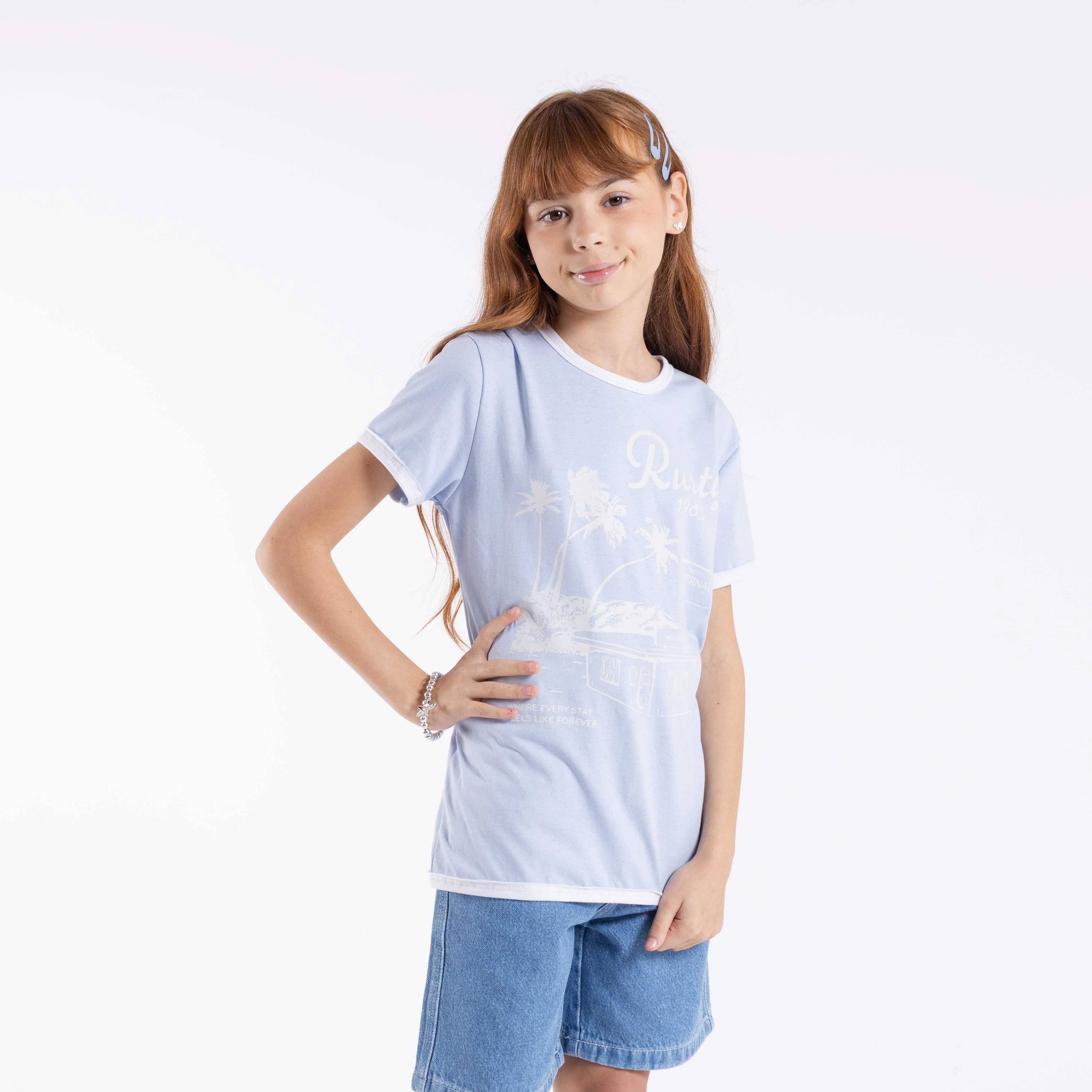 Remera Sunset Wishes Ringer Girls Kentucky Blue - Image 3