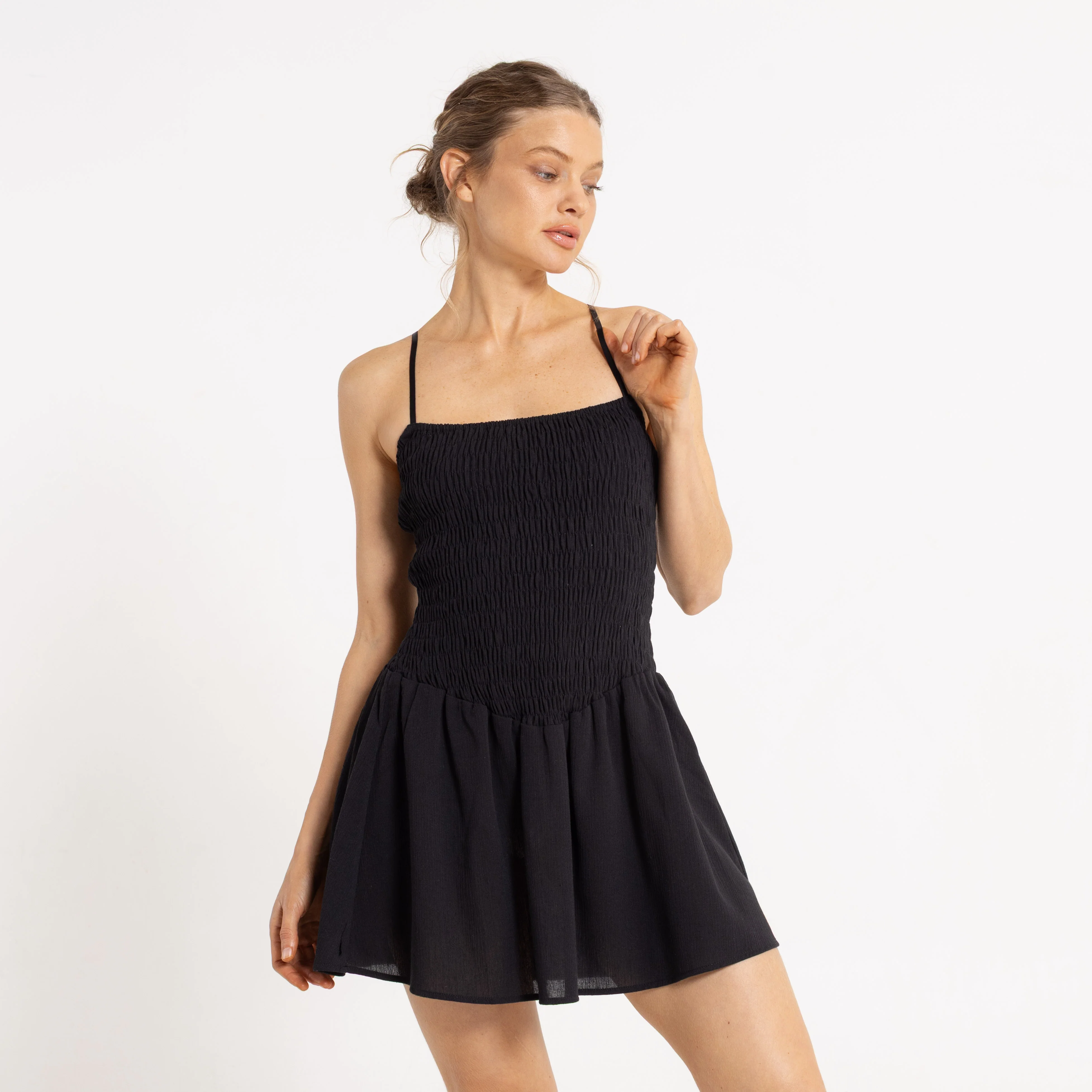 Vestido Rusty Mimi Smocked Mini Dress Ld Black - Image 2