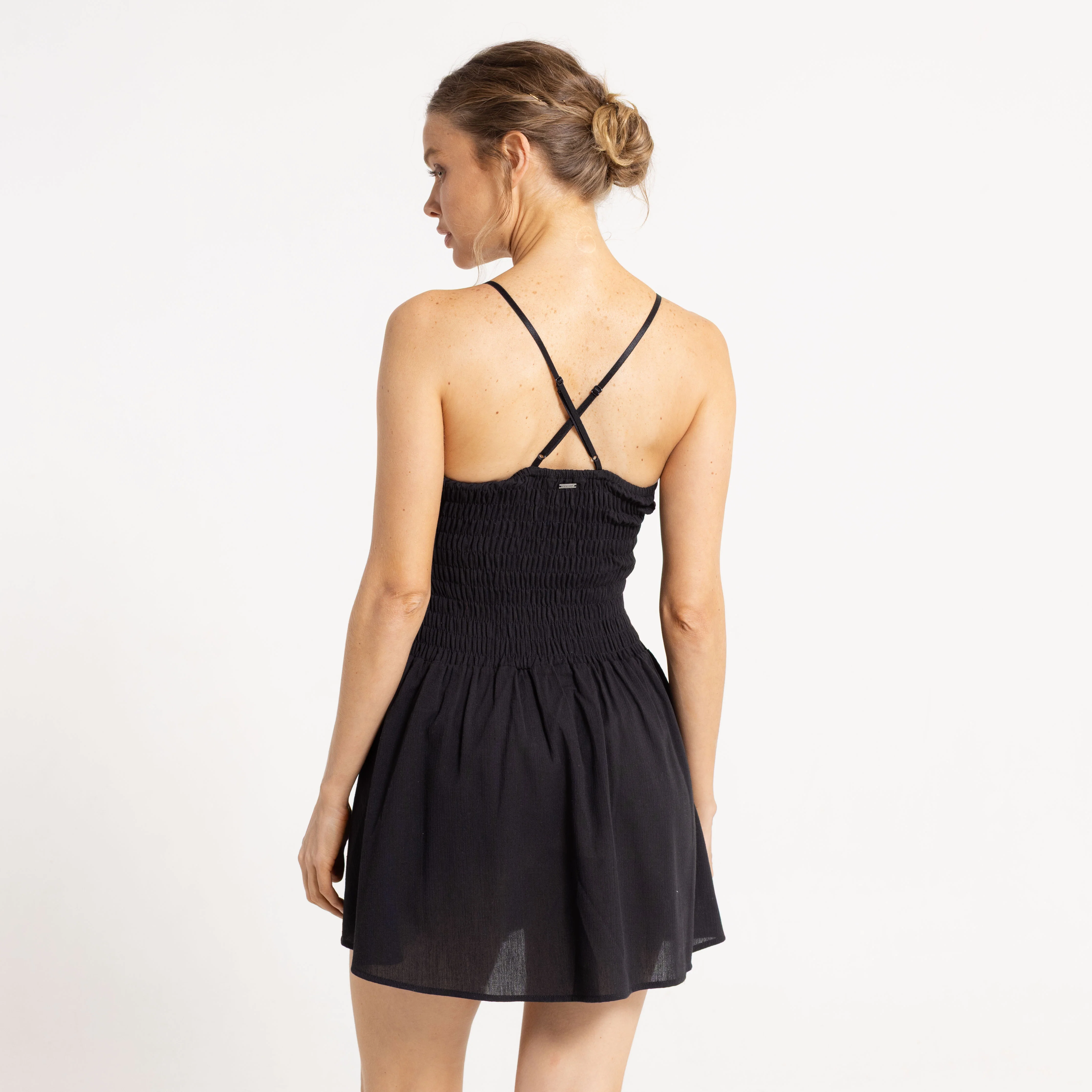 Vestido Rusty Mimi Smocked Mini Dress Ld Black - Image 4